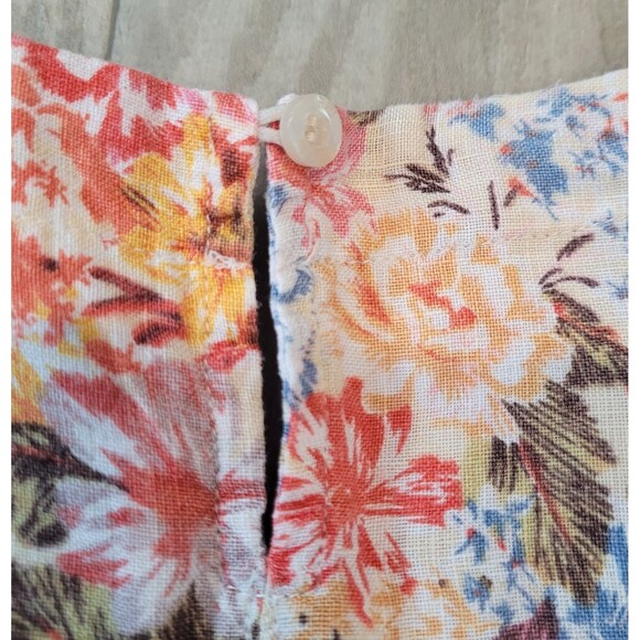 CORFU 100% Linen Boho Floral Top Sz 12 Ruffle Bell Sleeve Colorful Beachy Fairy - Picture 8 of 8